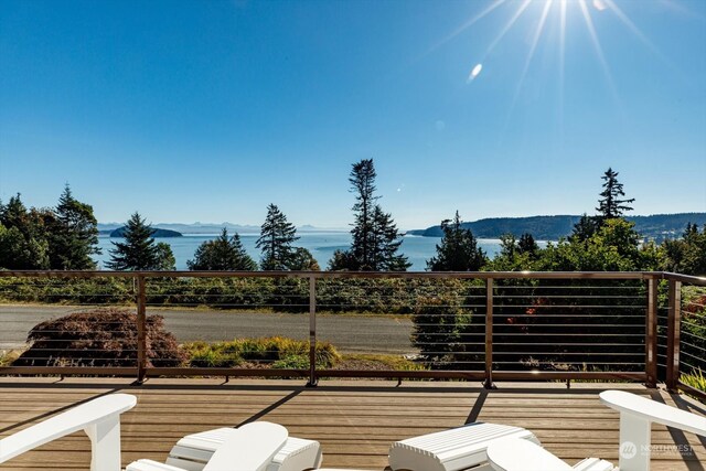 deck featuring a mountain view