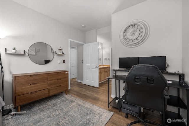 office featuring dark hardwood / wood-style floors