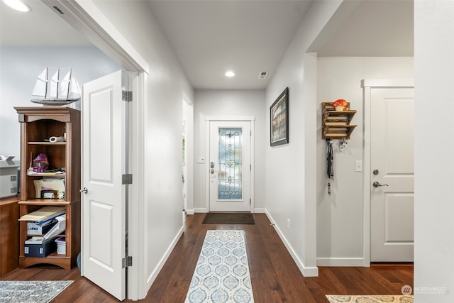 entryway featuring dark hardwood / wood-style flooring