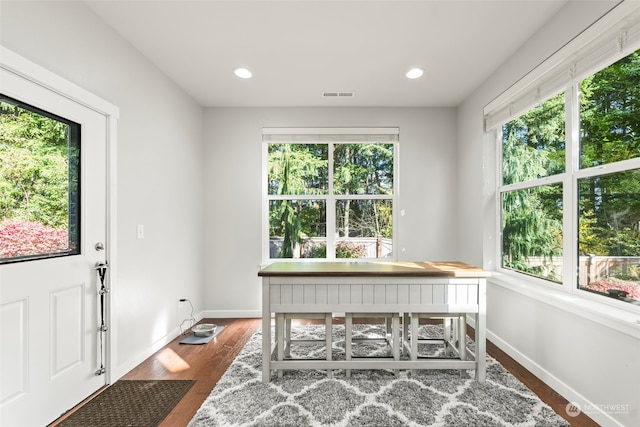 office area featuring dark hardwood / wood-style floors