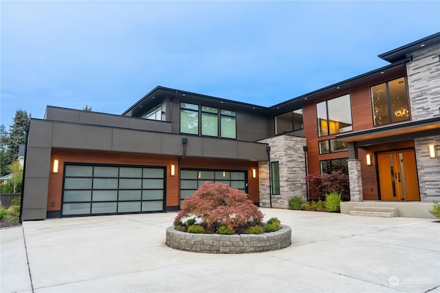 contemporary home with a garage