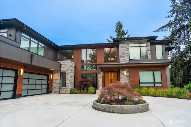 contemporary house featuring a garage