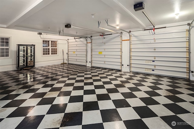 garage with a garage door opener