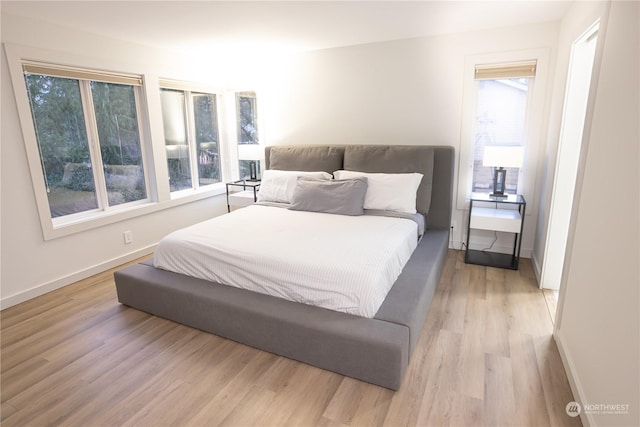 bedroom featuring light hardwood / wood-style floors