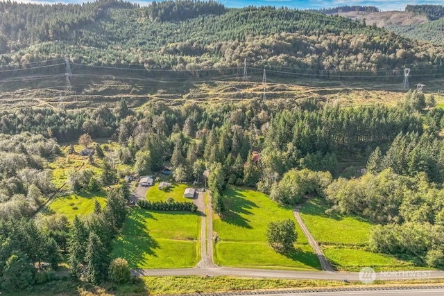 aerial view featuring a mountain view