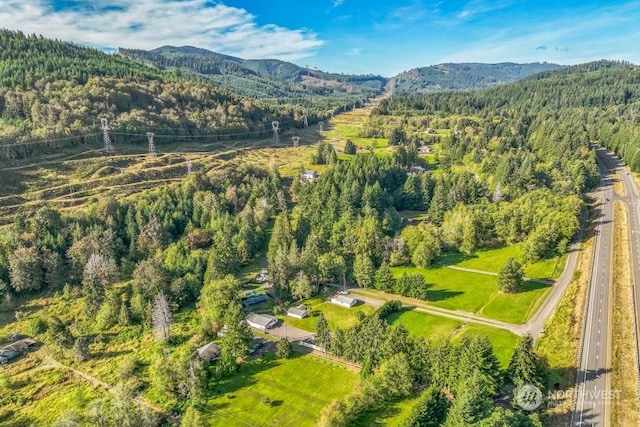 bird's eye view featuring a mountain view