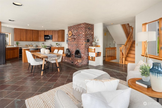 2210E Mason Lake Dr W, Grapeview, WA 98546 - living room with stairway and recessed lighting