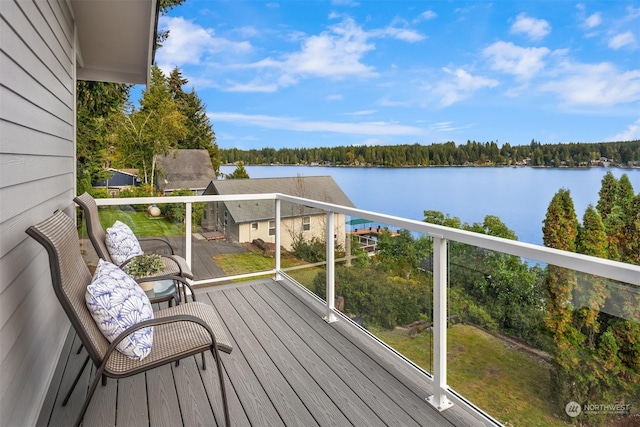 2210E Mason Lake Dr W, Grapeview, WA 98546 - wooden deck featuring a water view