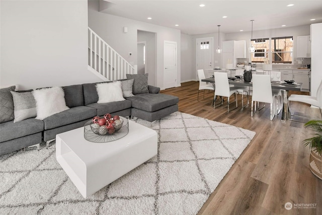 living room featuring wood-type flooring