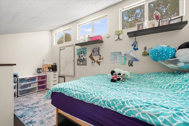 bedroom with a textured ceiling