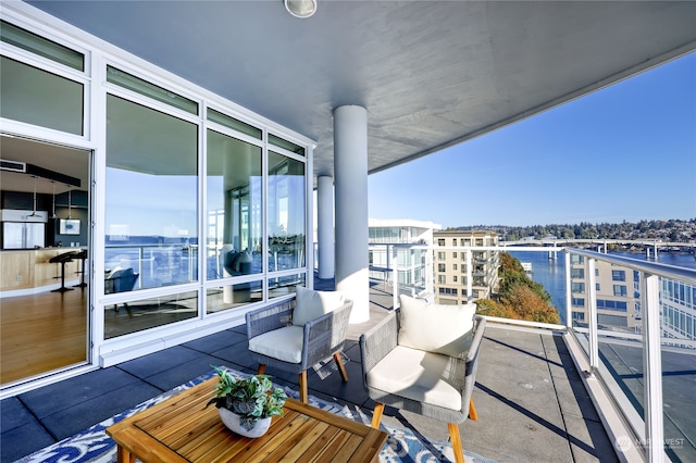 balcony with a water view