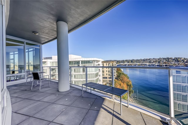 balcony with a water view