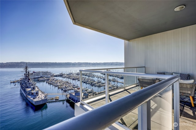 balcony with a water view