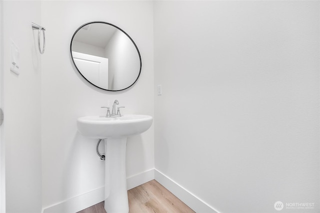 bathroom with sink and hardwood / wood-style flooring