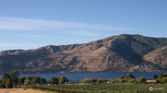 view of mountain feature with a water view