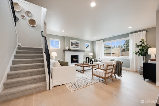 living room featuring light hardwood / wood-style flooring