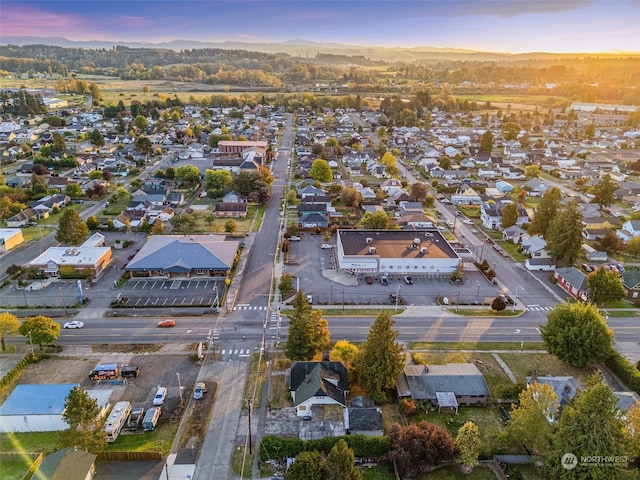 view of aerial view at dusk