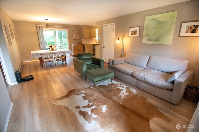 living room featuring light hardwood / wood-style floors