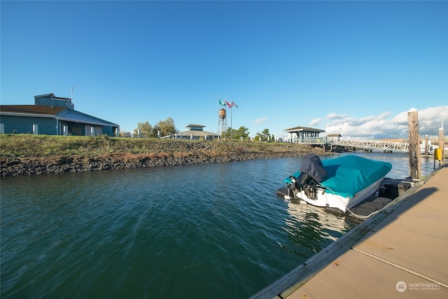 water view with a boat dock