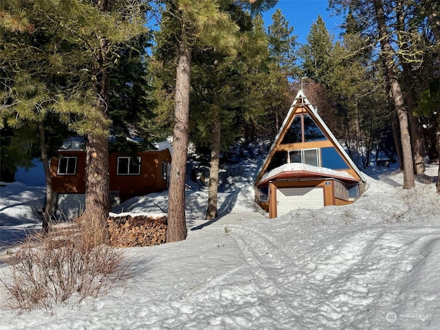 exterior space with a garage