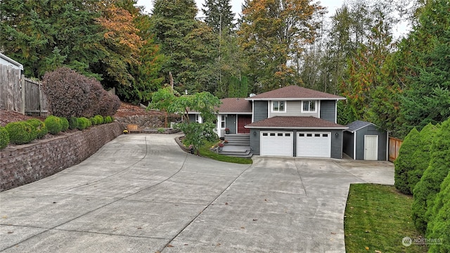 view of front of house with an outdoor structure