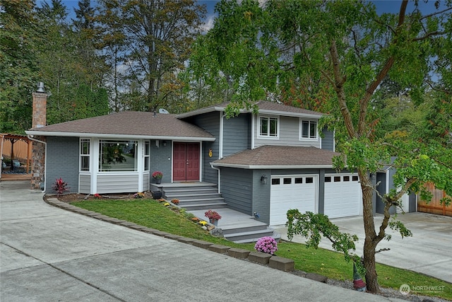 tri-level home with a garage