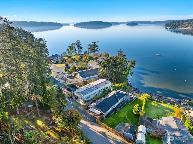 bird's eye view featuring a water view