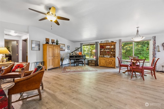54611 278th Ave E, Ashford, WA 98304 - interior space with light wood-style flooring, ceiling fan, and lofted ceiling