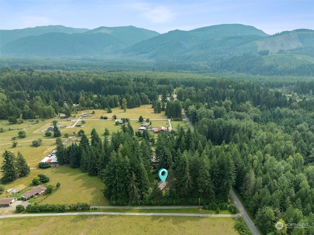 bird's eye view featuring a mountain view