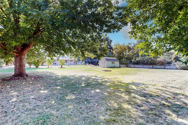 view of yard with a shed