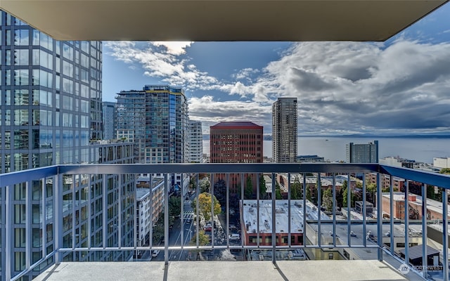 balcony with a water view