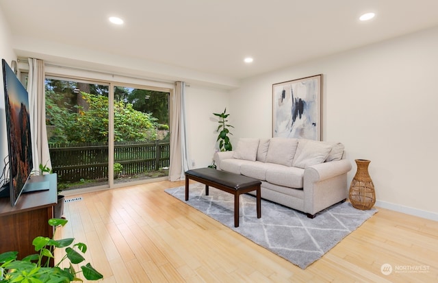 living room featuring light hardwood / wood-style flooring