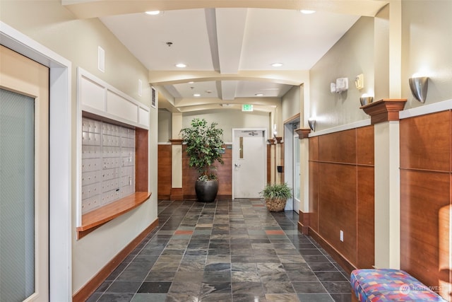 welcome area featuring mail boxes