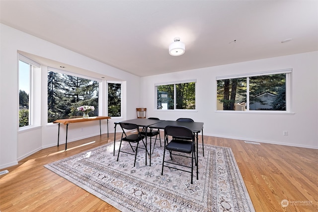 dining room with light hardwood / wood-style floors