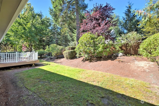 view of yard with a deck