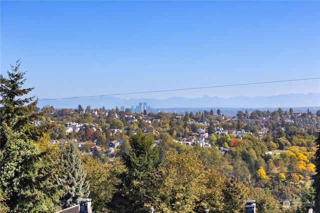 birds eye view of property with a mountain view