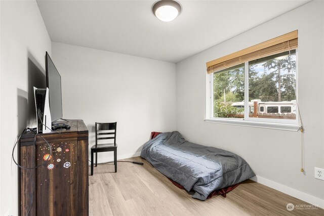 bedroom featuring light hardwood / wood-style floors