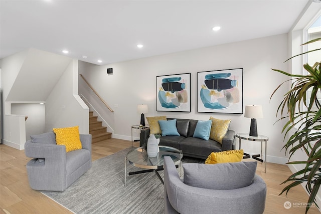 living room featuring light hardwood / wood-style flooring