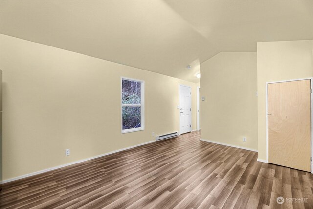 4220 Brays Way, Bellingham, WA 98226 - additional living space with baseboard heating, wood finished floors, and lofted ceiling