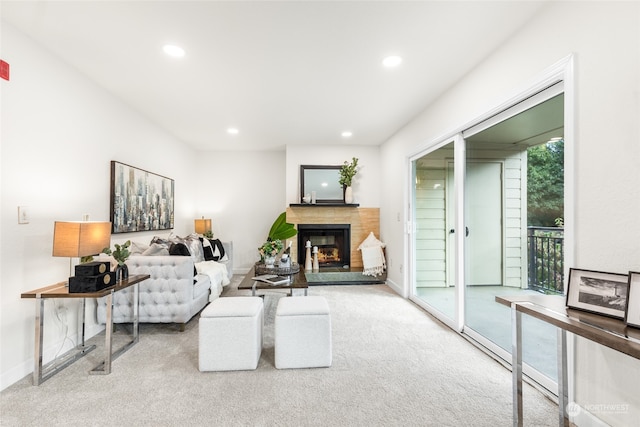 living room with carpet floors