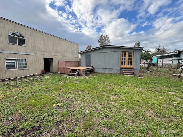 view of yard featuring a deck