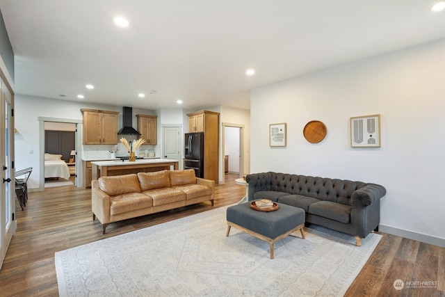 living room featuring dark hardwood / wood-style flooring