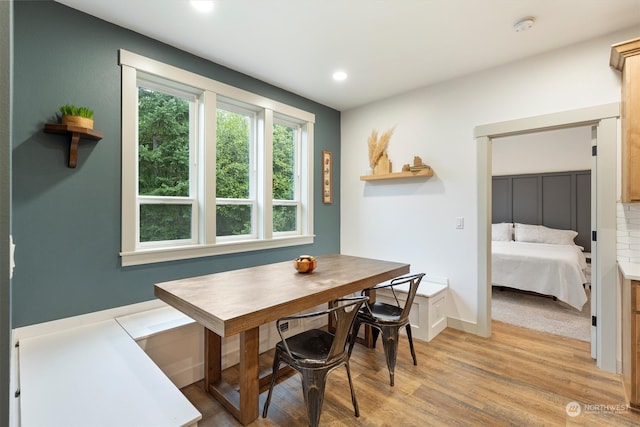 dining room with light wood-type flooring