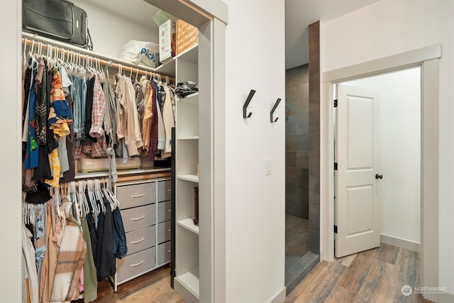 spacious closet with wood-type flooring