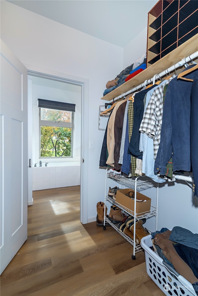 spacious closet featuring hardwood / wood-style floors