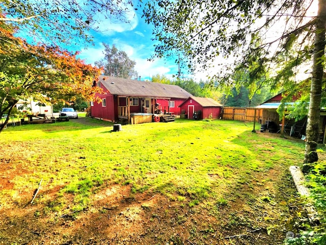 view of yard featuring a deck