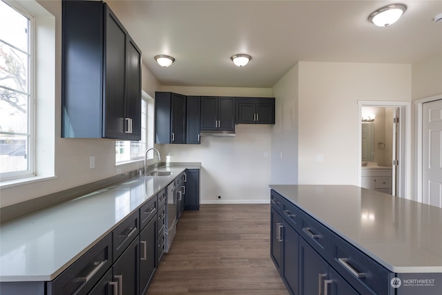 kitchen with dark wood-type flooring and sink