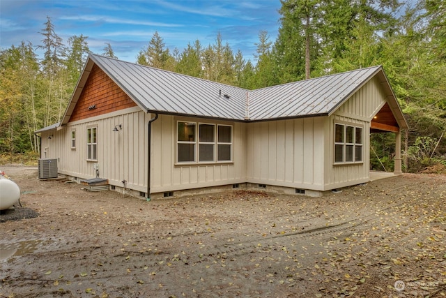 view of home's exterior featuring central AC unit