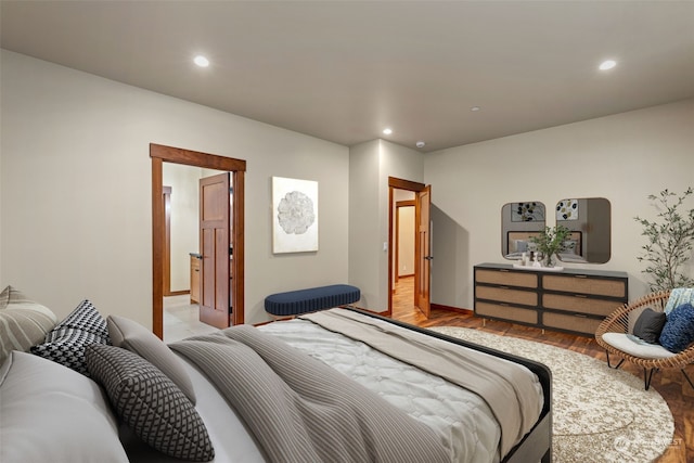 bedroom featuring light wood-type flooring