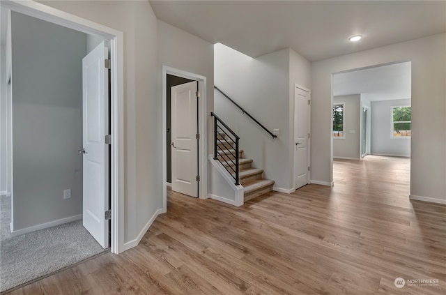 interior space with light hardwood / wood-style floors